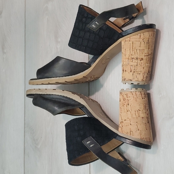 Von Dutch Womens Twotimer Leather Ankle Cork Block Heels shoes sz 7.5M - Picture 6 of 14